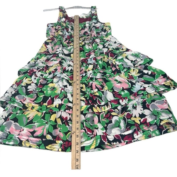 Anthropologie Moulinette Soeurs Floral Tiered Silk Green Purple Mini Dress SZ 8 - Picture 5 of 10